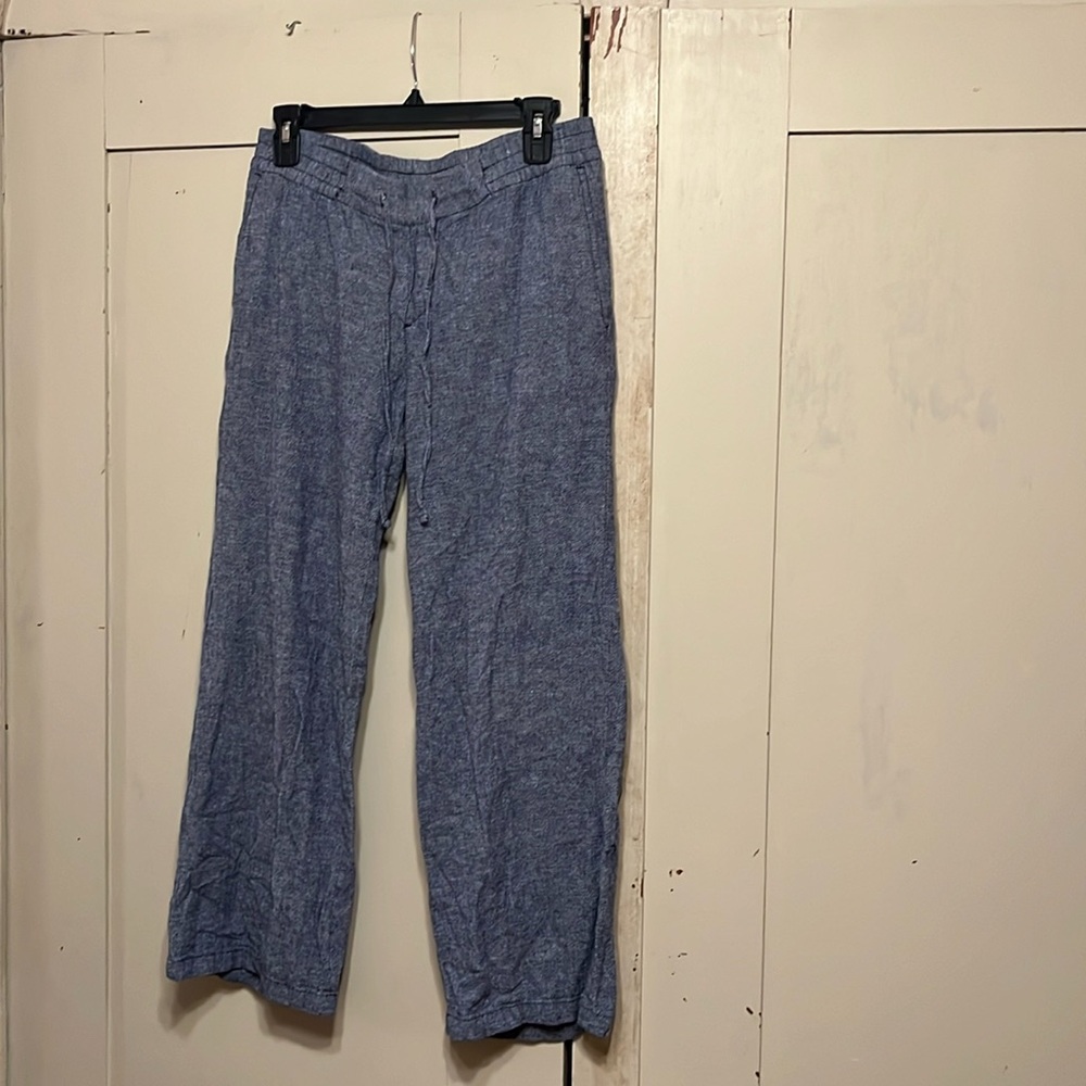 Old Navy petite small chambray casual blue pants straight leg